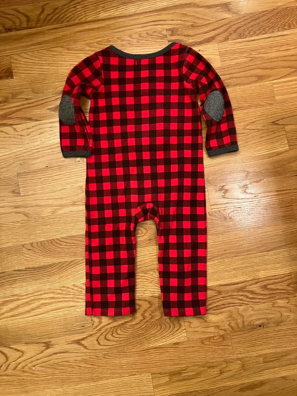 Mud Pie Red and Black Buffalo Plaid Reindeer One-Piece